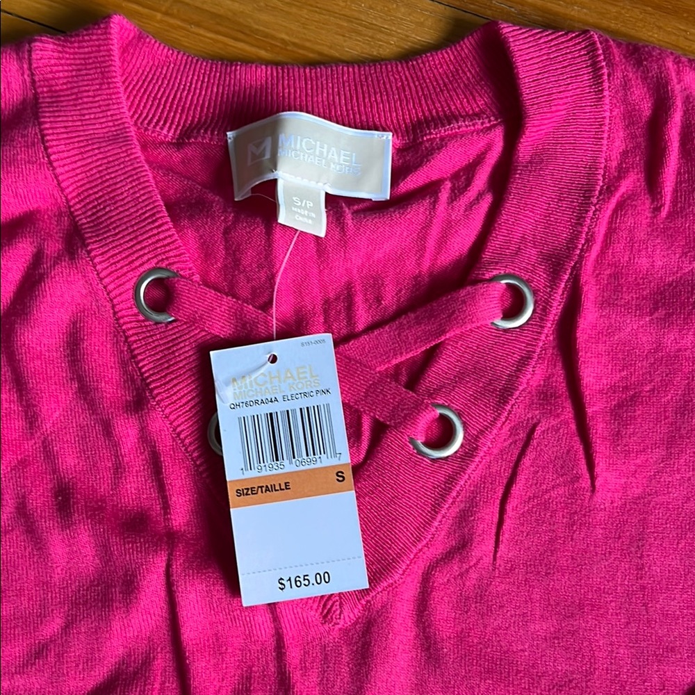 Michael Kors Pink Lace-Up Top